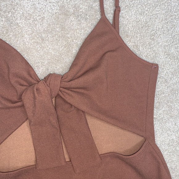 Brown tie up body suit - Picture 2 of 4